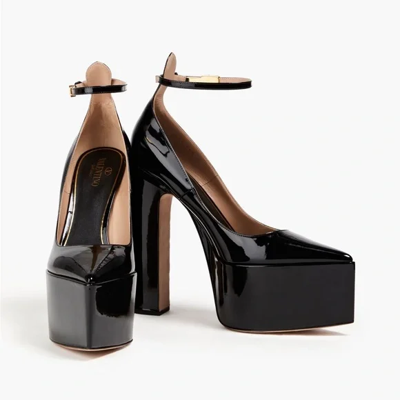 Valentino Garavani Black Platform Shoes with Chunky Heel - Picture 10 of 14